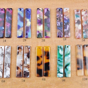 2-100Pcs Tortoise Shell Acetate Bar,Thin Bar Rectangle Shaped Pendant,Earring Components,Acetate Stick Charms,DIY Making supply,35x7mm