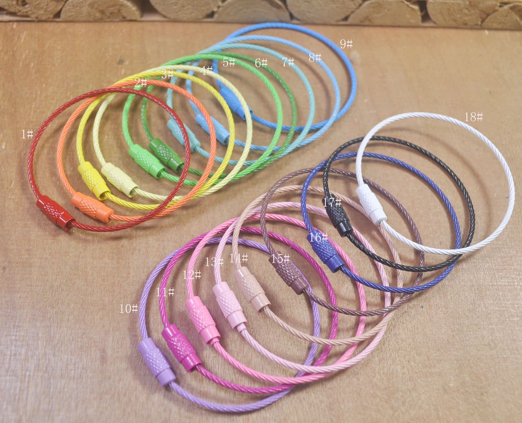 40pack Gekleurde Nylon Gecoate Roestvrij Staaldraad Sleutelhangers 2mm 63 Inch Vliegtuig Kabel Sleutelhanger L
