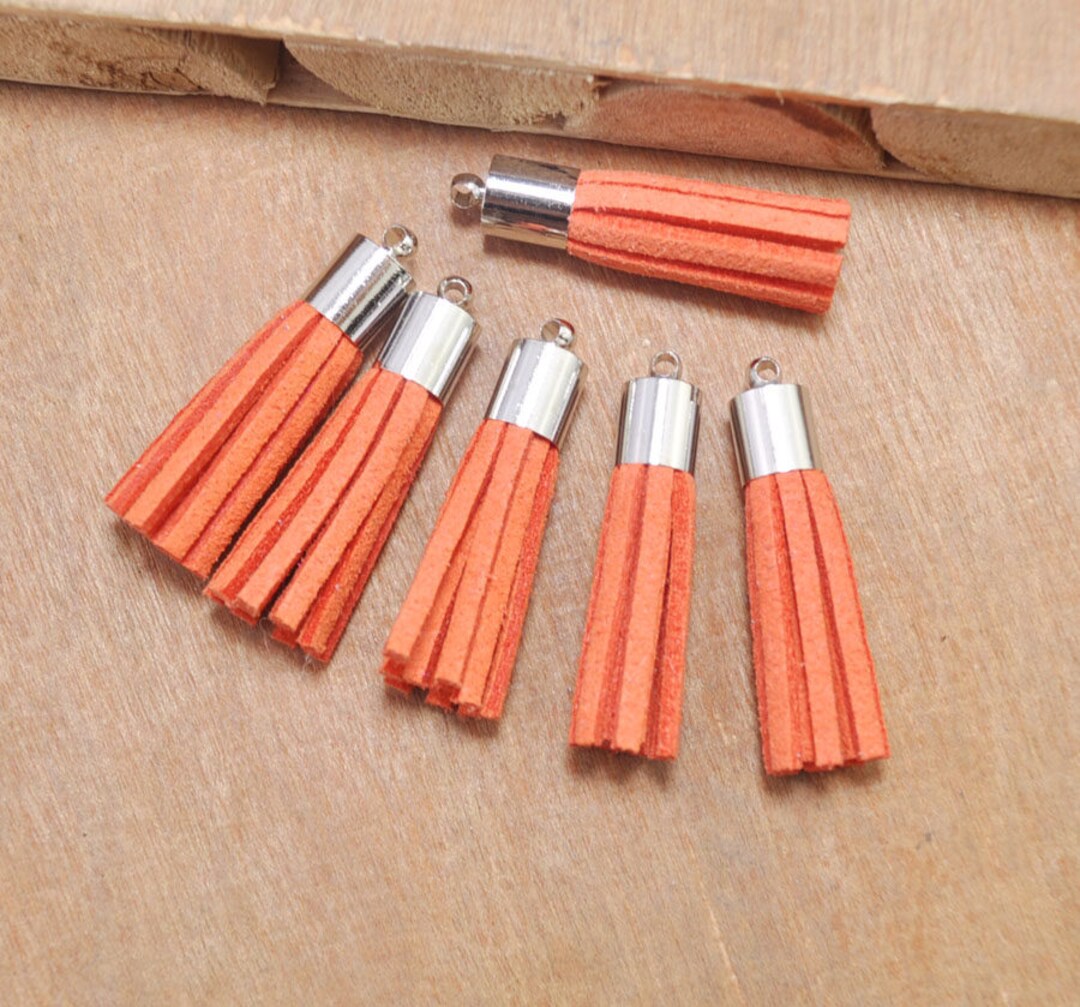 25pcs 35mm Mini Leather Tassels,orange Fringe Tassels,jewelry Tassels