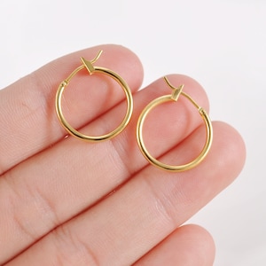 Real Gold Plated Earring,2-100Pcs 18k Gold Hoop Earrings,18mm Circle earring,Hypoallergenic Round Earring Hoop,Earring Wires,Jewelry Making