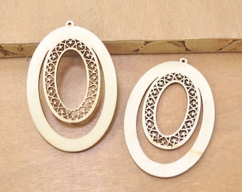 10Pcs Natural Wooden Oval Earrings,Wood Earring Pendant,Wooden Jewelry,necklace pendant charms,DIY,blank unfinished wood,70x47mm