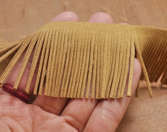 1 yard brown Faux suede fringe,fringed trim in White faux suede, 48mm wide fringed trim for bags,Fringe Tassel pendant,accessories