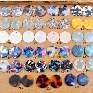 2-100 Stück Schildpatt-runde Scheiben-Anhänger 20mm, Acryl-Münzförmige Ohrringkomponenten, Acetat-Scheiben-Münzen-Anhänger, DIY-Herstellungsbedarf