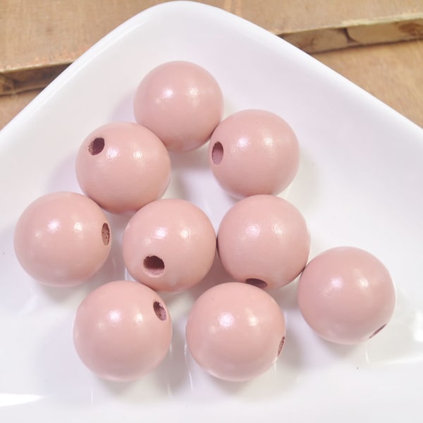 25mm Round wood bead,10Pcs Deep Pink wooden beads,5mm hole,hand beads,wood earrings or necklace making.