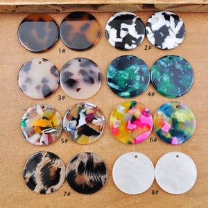 2-100pcs Tortoise Shell Round Disc Pendants 24mm, Acrylic Coin Shaped Earring Components, Acetate Disk Coin Charms,DIY Making supply