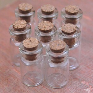10pc Glass Bottles,Empty Glass Vials.Mini Glass Bottles.Glass Vials With Cork.Tiny Bottle.Small Glass Jar.Small Cork.Bottles pendant-24x13mm image 4