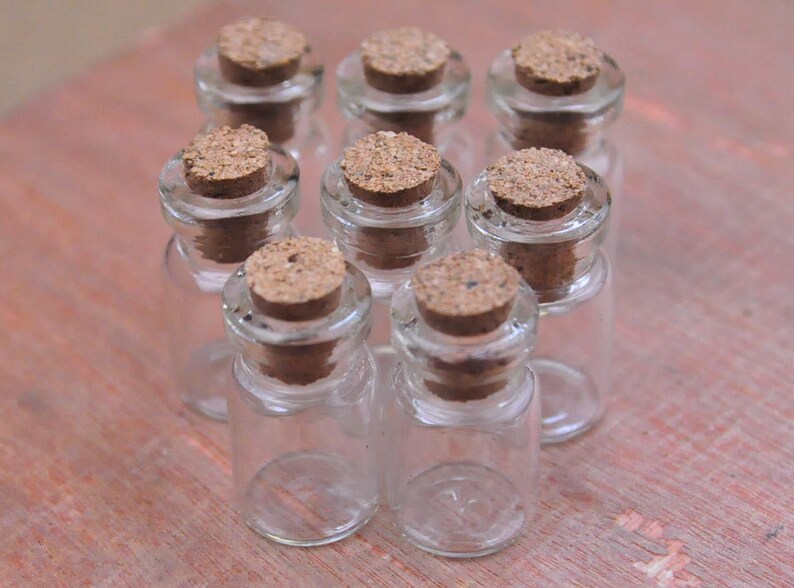 10pc Glass Bottles,Empty Glass Vials.Mini Glass Bottles.Glass Vials With Cork.Tiny Bottle.Small Glass Jar.Small Cork.Bottles pendant-24x13mm image 4