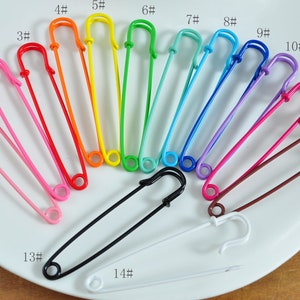 14 Colors,Enamel Metal safety pin,Colorful Safety Pin,Big Pins Connector for DIY Jewelry Making 60x14mm
