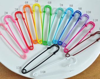 14 Colors,Enamel Metal safety pin,Colorful Safety Pin,Big Pins Connector for DIY Jewelry Making 60x14mm