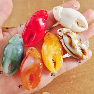 1-10Pcs Mixed Color Marbled Crab&#39;s Claws,Acrylic Crab Claws Pendant,Crab Claws Charm，Crab Claws Beads,Claw Jewelry Making