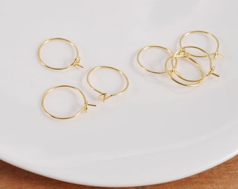 Aros para pendientes chapados en oro de 18k/plata, 10/30/50/100 Uds. Pendientes circulares de 15mm, aro para pendientes redondos, alambres para pendientes, fabricación de joyas