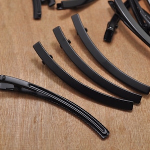 Hair Clips--50pcs of Curved Alligator Hair Clips,Black Prong Clips Alligator Hair Clips with teeth(High quality)--80x6mm.