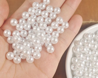 100 - 500Pcs White plastic beads，ABS Imitation Pearl Beads ,8MM Round Plastic Acrylic Spacer Bead for DIY Jewelry Making Findings,9#