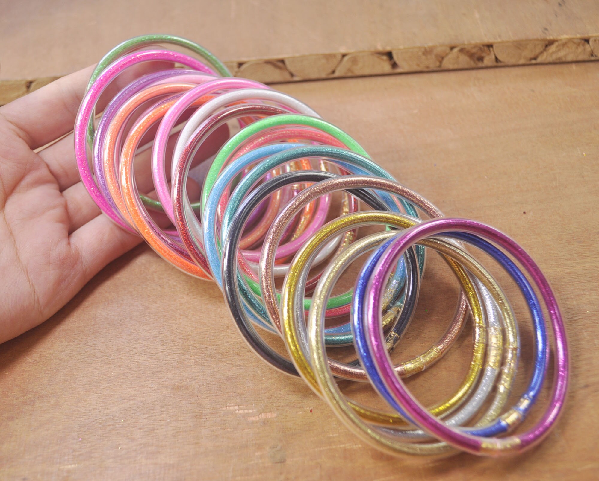 5Pcs Glitter Jelly Bangle Bracelet Set 21 ColorsPlastic with Etsy