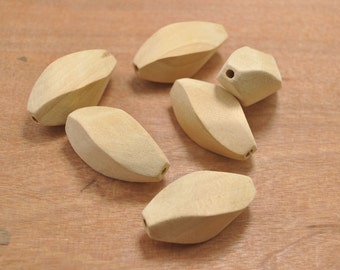 50pcs Cube Wooden Beads,irregular wood beads,Geometric Beads,Oval Natural Twisted Wood Bead,Unfinished - 18mm x 39mm