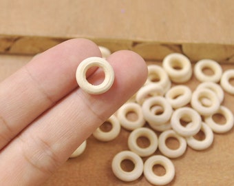 100Pcs Mini Round Wood Ring,Loop Hoop,Unfinished Circle 12mm Natural DIY Craft,wood ring connectors, jewelry wood ring link