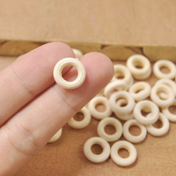 100Pcs Mini Round Wood Ring,Loop Hoop,Unfinished Circle 12mm Natural DIY Craft,wood ring connectors, jewelry wood ring link