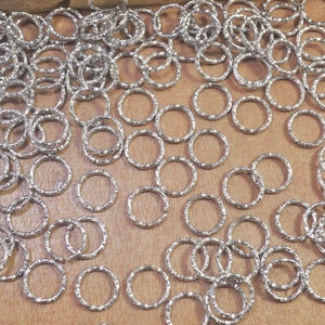 Open Jumpring,10mm Twisted Rhodium Jump Rings,Round Rhodium Findings, Rhodium Supplies, Link, Ring, Loop Rhodium Plated - 100pcs