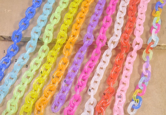 50 Jewelry Plastic Chain Links, Assorted Color Chunky Twist Open Chain  Links 20x29mm 