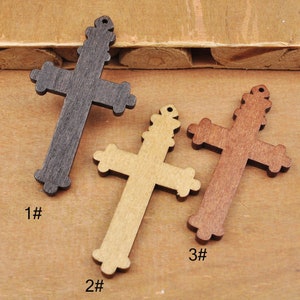 Wood Cross Bead,Coffee/Raw/Brown wooden Crosses,10-50pcs Natural Wood Cross Pendants-Beading Charm Custom Jewelry Bead-Necklack-Earrings-DIY