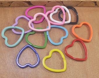 30Pcs Heart key rings,Colorful key rings,Heart Shaped Keyring,Split Ring,31mm