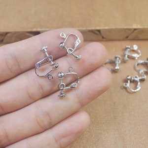 20 Rhodium Screw in Clip earring,Adjustable Screw back earring clips Rhodium clip earring findings non pierced earring Rhodium clip adaptor