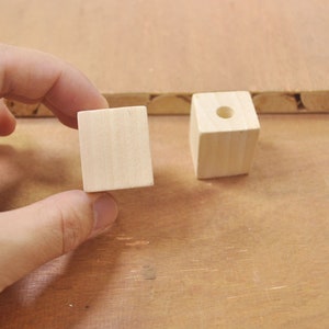 20pcs Rectangle Wood Bead Unfinished Natural Wooden Bead,7mm Big Hole Cube Geometric Beads,Square Wood Craft - 30x25x24mm