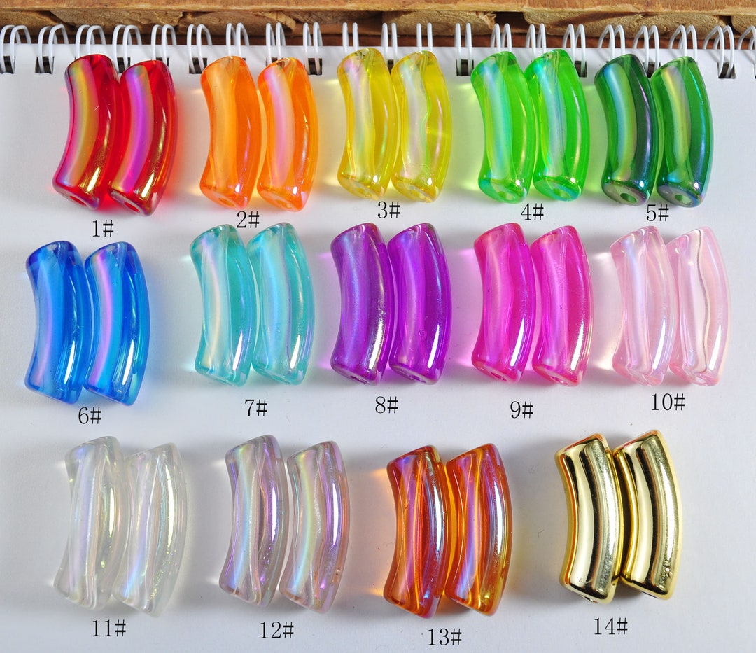 Ab Color Transparent AB Color Acrylic Tube Beads,bamboo Beads,1/6/30pcs Curved ...