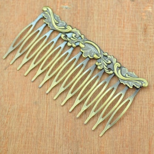 5 Antique Bronze Filigree hair combs 14Teeth,brass Hair Comb,iron hair comb,wedding hair comb,hair accessories,flower hair comb,75x40mm