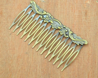 5 Antique Bronze Filigree hair combs 14Teeth,brass Hair Comb,iron hair comb,wedding hair comb,hair accessories,flower hair comb,75x40mm