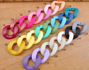 10-100 eslabones gruesos de cadena acrílica, multicolor arcoíris, eslabones abiertos de plástico mate para collares o cadenas para bolsos, 40 x 34 mm
