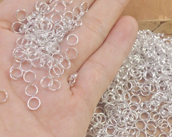 Double Jump Rings, Silver tone Split Rings 200Pcs 6mm Silver Split Jump Rings, Metal Clasp Connector,Keyring Hook Loop Leather Craft