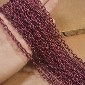15.7 inch Plastic chain, colourful plastic chain,Oval plastic chain,Wine red Color - 3 pcs set