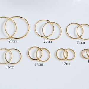 10-100pcs 18K Gold Round Circle， 10mm 12mm 14mm 16mm 18mm 20mm 25mm, 18K Real Gold Plated Brass Ring,Round Connectors，Brass Circles Supplies