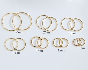 10-100 unidades de círculos redondos de oro de 18 quilates, 10 mm, 12 mm, 14 mm, 16 mm, 18 mm, 20 mm, 25 mm, anillos de latón chapados en oro de 18 quilates, conectores redondos, suministros de círculos de latón