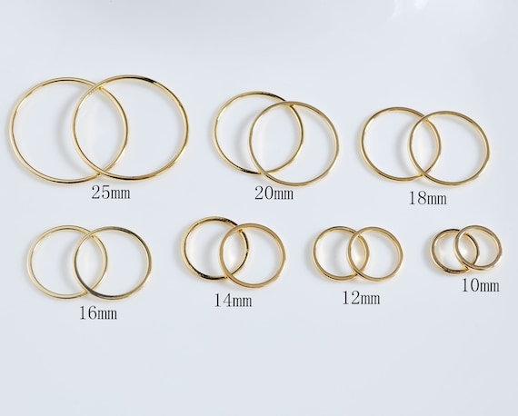 10-100pcs 18K Gold Round Circle， 10mm 12mm 14mm 16mm 18mm 20mm 25mm, 18K Real Gold Plated Brass Ring,Round Connectors，Brass Circles Supplies