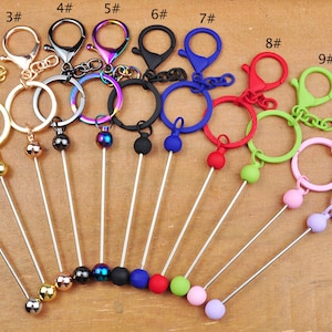 1/5/10/20/30/50/100Pcs Beadable Bar Blank Keychains,13 Colors,Beadable Metal Keyrings,Keychain DIY Supplies,