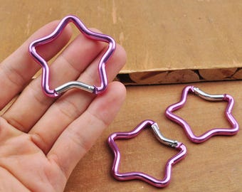 1-50 unidades de mosquetones rosas en forma de estrella con resorte para cinturón y llavero, gancho de aluminio negro de 4,8 cm (1,9") para mochila.