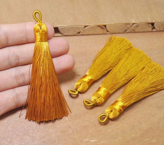 5pcs Old Gold Silky Tassels With Loop,boho,handmade Tassels,necklace  Bracelet Tassels,silk Tassels for Jewelry Making Supply-75mm -  Hong  Kong