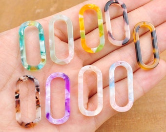 2-100Pcs Tortoise Shell Acetate Beads,Acetate Earring  Connector,Tortoiseshell Oval Shaped Earrings Pendant Charm，DIY jewelry supply,30x15mm