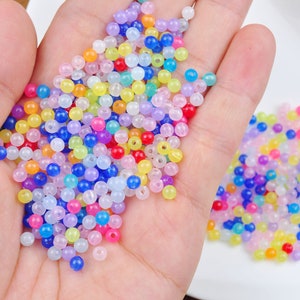 500 Stück / 1000 Stück 4mm runde Perlen, Acryl-Gumball-Bubblegum-Perlen, gemischte runde Spacer-Perlen, Spacer-Perlen, kleine runde Kunststoffperlen