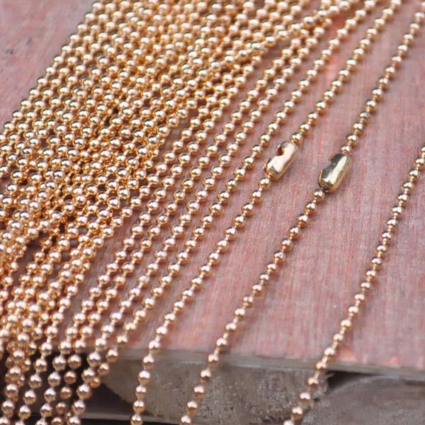 Gold Ball Chain Necklaces with connectors.27.5 inch Long Chain 1.5 mm Ball Chains wholesale.