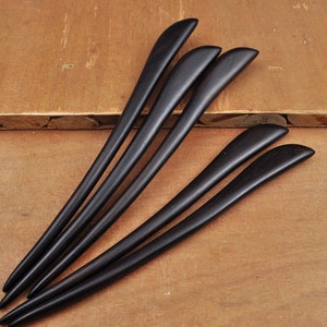 High Quality Ebony Wood hair stick,Hand fine carved wood hairpin simple smooth Black wood hair stick,Shawl Pin Fork Hair Stick，17.6cm Long