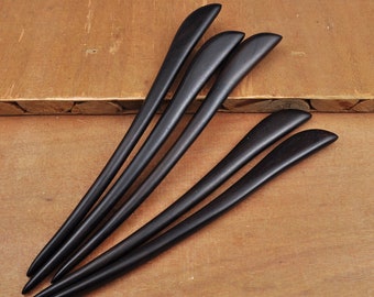 High Quality Ebony Wood hair stick,Hand fine carved wood hairpin simple smooth Black wood hair stick,Shawl Pin Fork Hair Stick，17.6cm Long