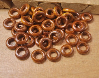 100Pcs Mini Round Wood Ring,Loop Hoop,Unfinished Circle 12mm Brown DIY Craft,wood ring connectors, jewelry wood ring link