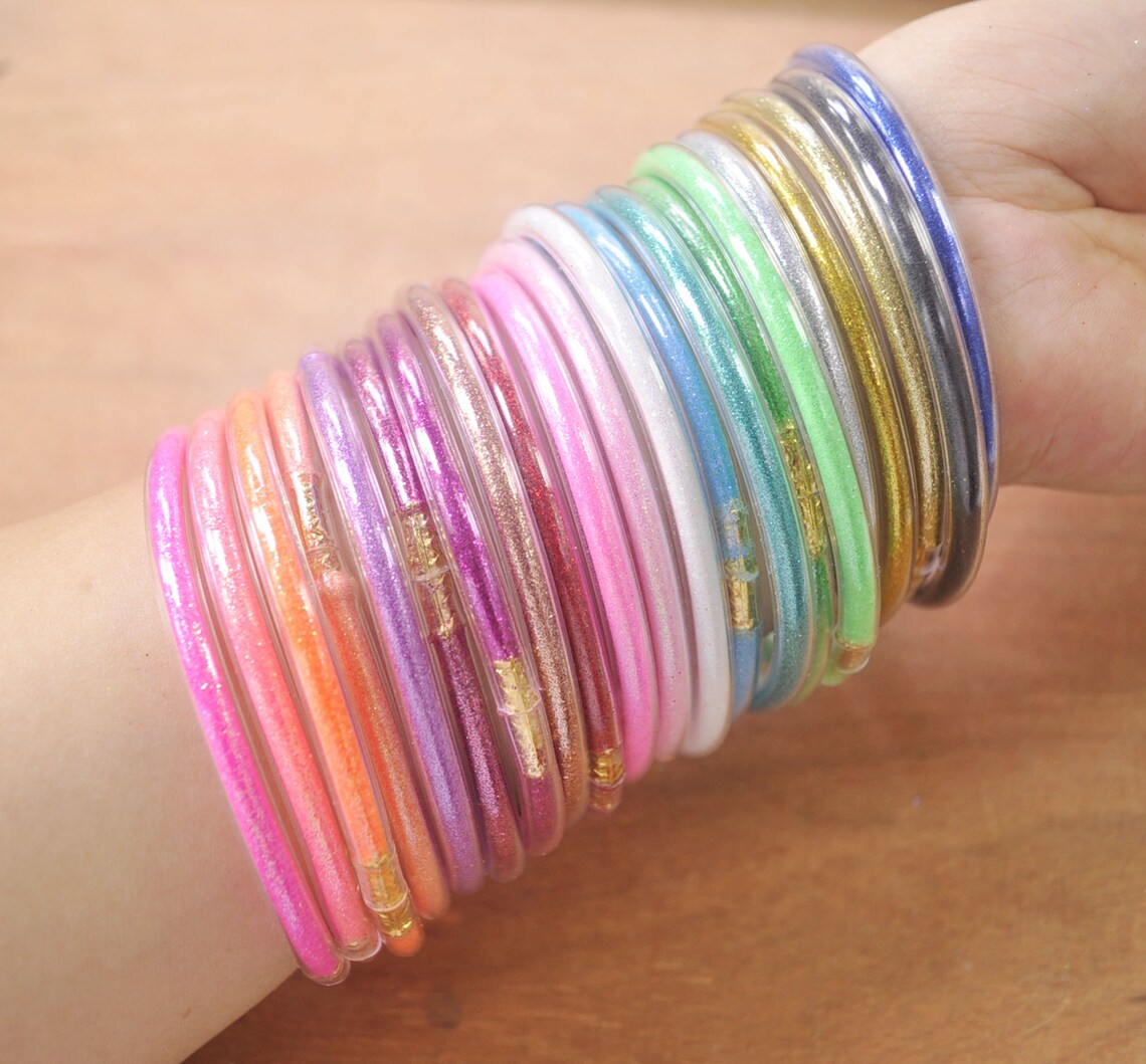 5Pcs Glitter Jelly Bangle Bracelet Set 21 ColorsPlastic with Etsy