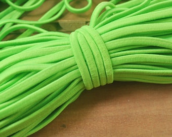 5 Yds/10 Yds Elastic Cord, 5mm width lime green elastic flat elastic thread,Sewing stretch string,stretch cord,Poly rubber Elastic rope.