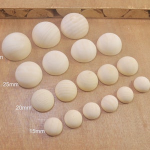 30Pcs 15/20/25/30/35/40mm Wood Half Split Balls,Dome Ball, Unfinished Ball Half, Ball Split,Half Ball,Wooden ball beads,Round Split Ball