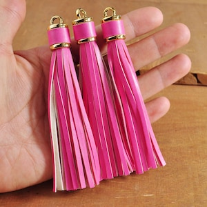 3.93&quot; Lenght Tassels,1-100Pcs Light Rose Leather Tassel,Keychain Tassel, Bag Keyring,PU Tassel Pendant,Bag Accessory,Jewelry Tassels