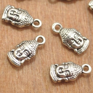 pendant--20pcs buddha charms pendant antique silver tone double side buddha head pendant--8x12mm.
